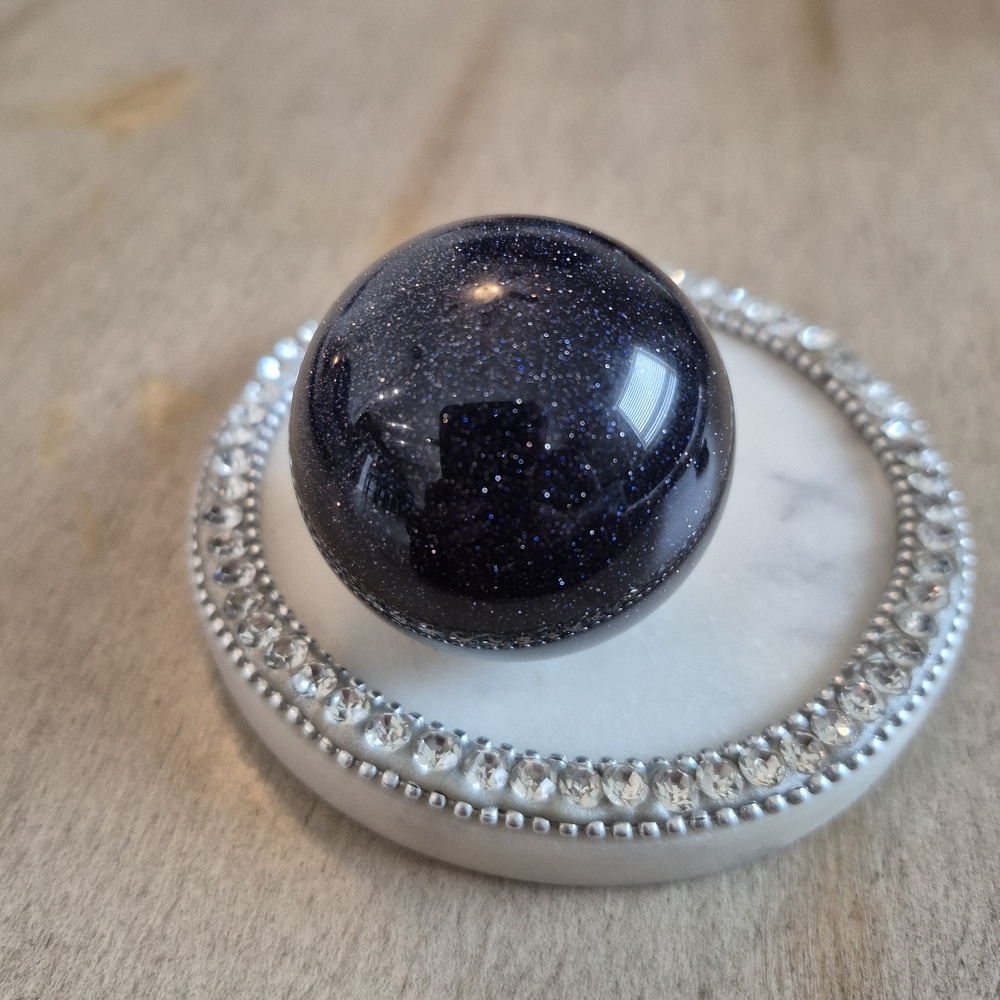 Blue Goldstone Crystal Sphere Orb #1 New - Picture 7 of 10